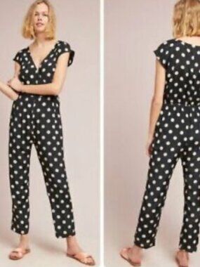 Anthro Corey Lynn Calter Black and White Polka Dot Jumpsuit - XL